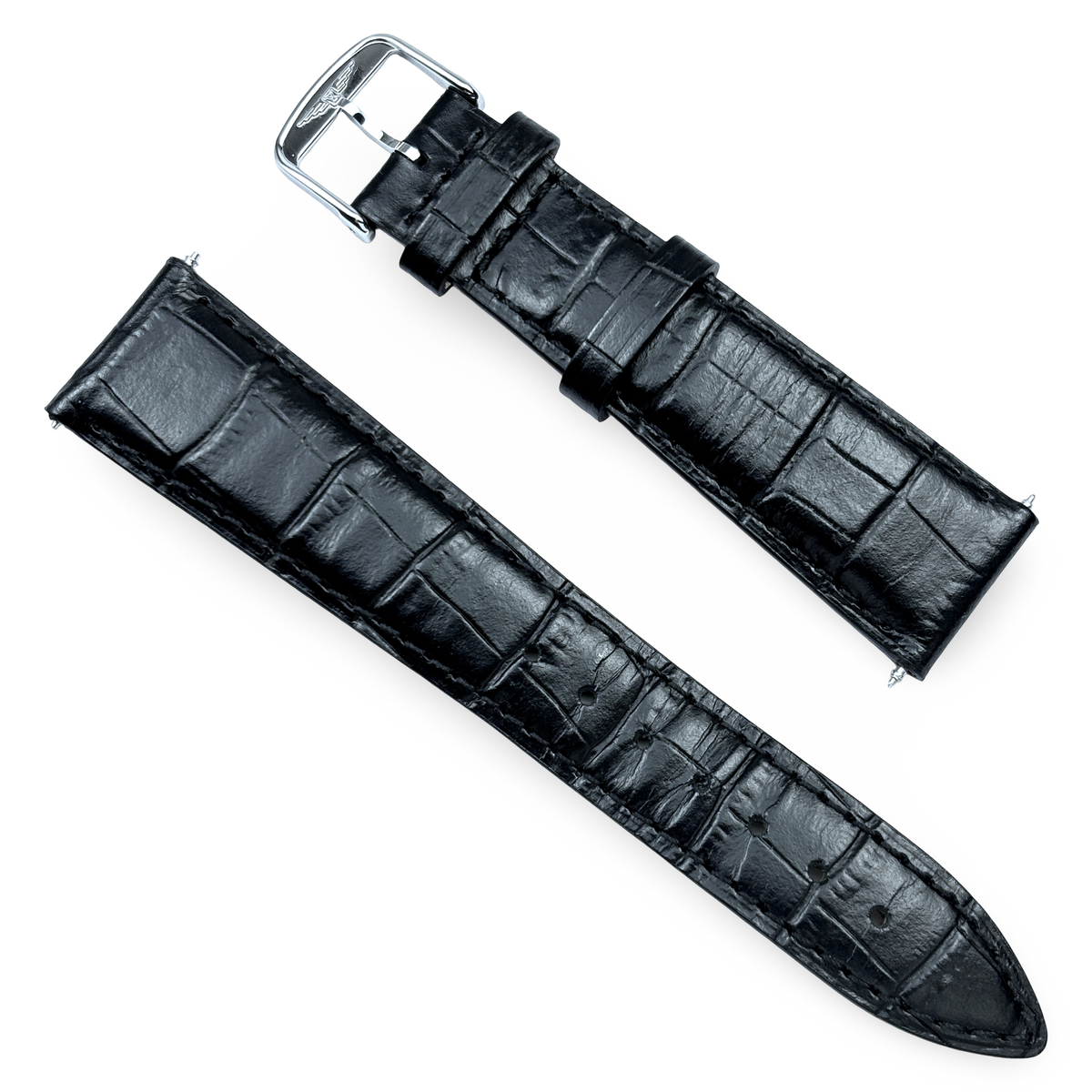 Longines Kroko-Armband, Kalbsleder, schwarz - 20mm  | Ref: L682101263